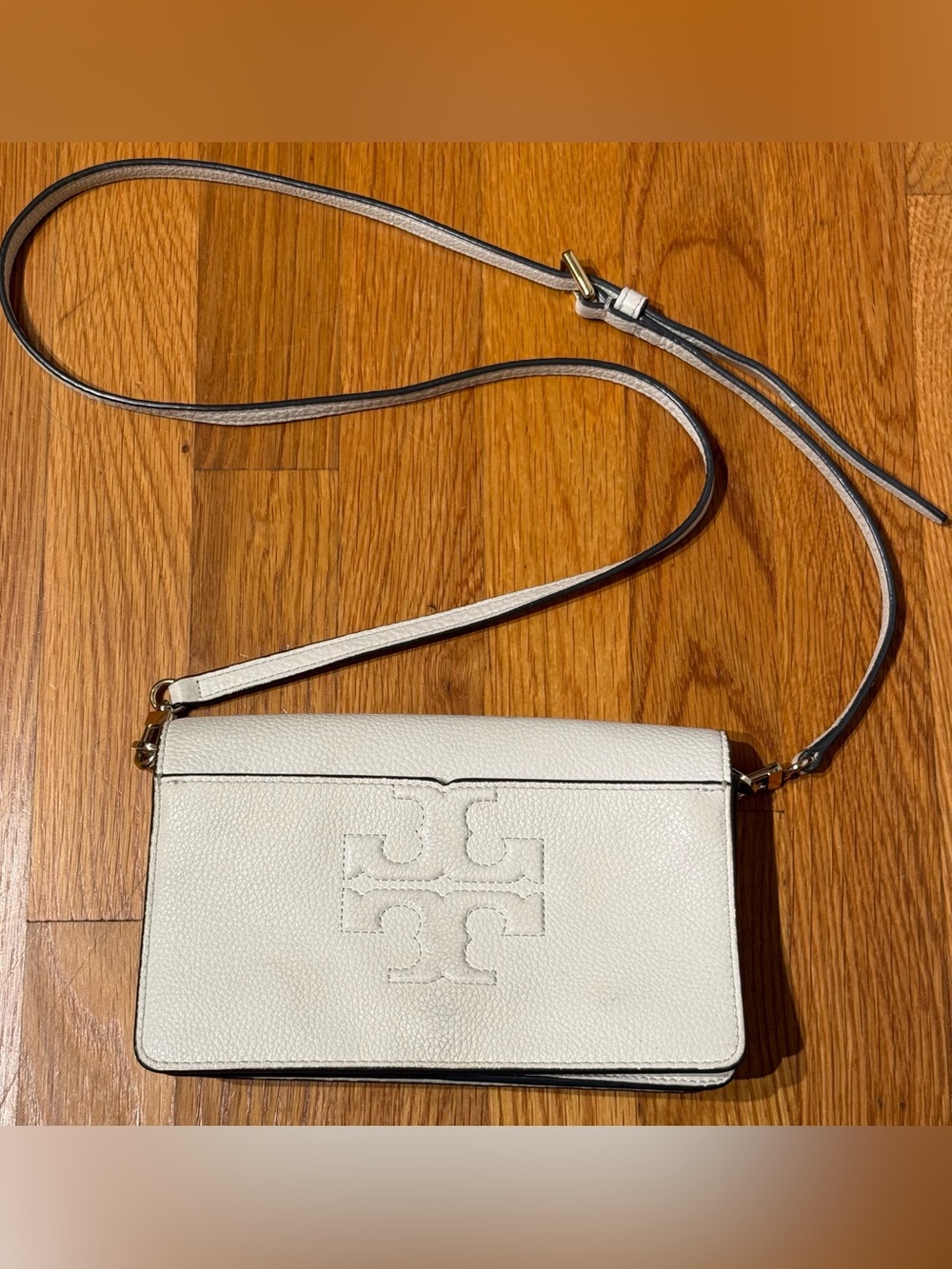 Tory Burch White Leather Logo Crossbody